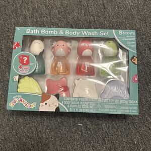 Squishmallows Bath Bomb & Body Wash 8 pc Set (8 scents) w/4 Surprise Charms NEW